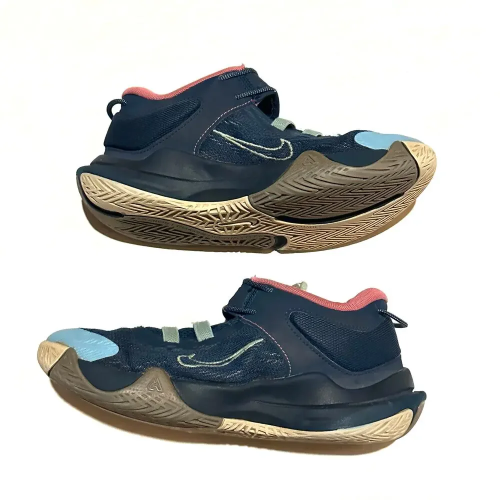 Nike Blue Multicolor High Top Basketball Shoes Girls Youth Size 2